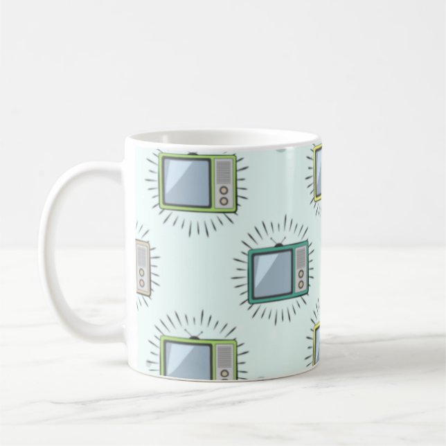 Colorful Old Television Pattern  Coffee Mug (Left)