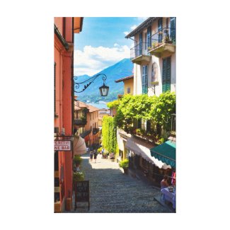 Colorful old town center alley in Bellagio