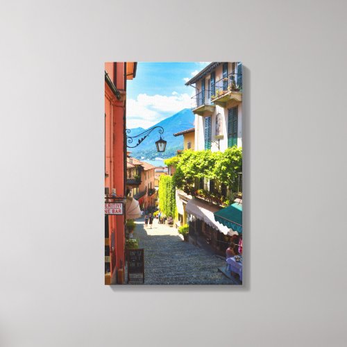 Colorful old town center alley in Bellagio Canvas Print