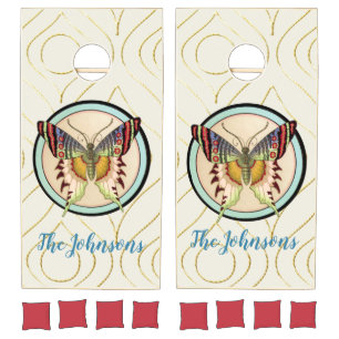 Colorful Old World Butterfly Cornhole Set