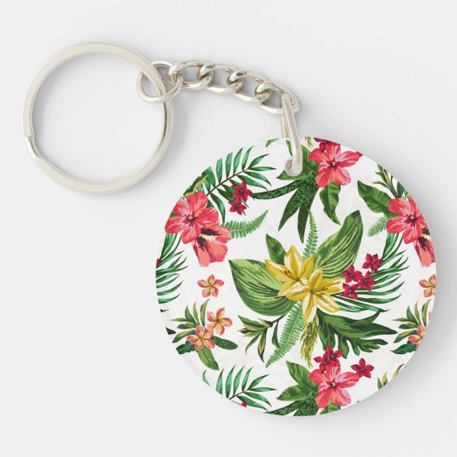 Colorful Oleander Pattern Keychain (Front)