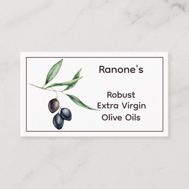 Colorful Olive Branch Olive OIl Business Card (Front)