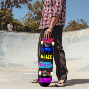 Colorful Ollie Fakie Skateboard Terms Black