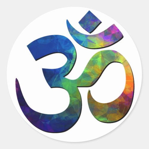 Colorful Om Yoga Symbols Classic Round Sticker