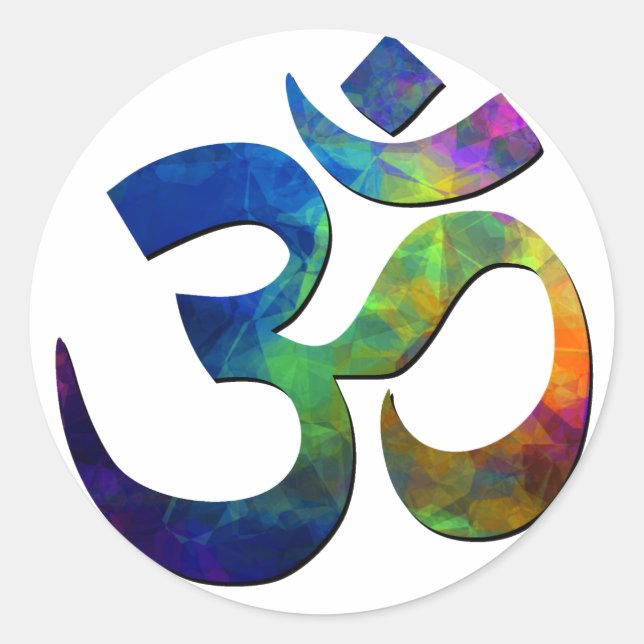 Colorful Om Yoga Symbols Classic Round Sticker (Front)