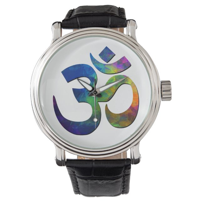 Colorful Om Yoga Symbols Watch (Front)