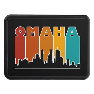 Colorful Omaha Nebraska Retro Sunset Hitch Cover