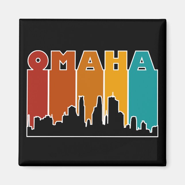 Colorful Omaha Nebraska Retro Sunset Magnet (Front)