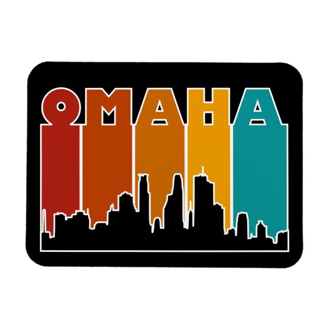 Colorful Omaha Nebraska Retro Sunset Magnet (Horizontal)