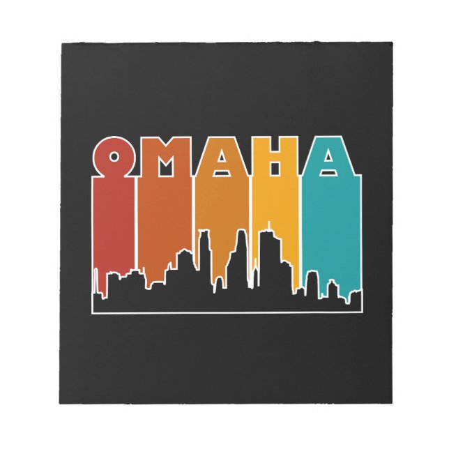 Colorful Omaha Nebraska Retro Sunset Notepad (Front)