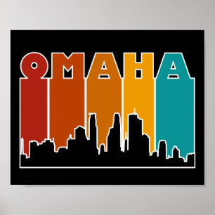 Colorful Omaha Nebraska Retro Sunset Poster