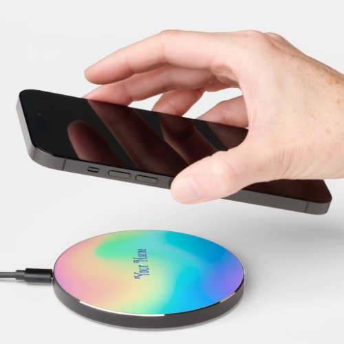 Colorful Ombre background optional name Wireless Charger