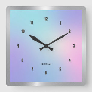 Colorful ombre background square wall clock