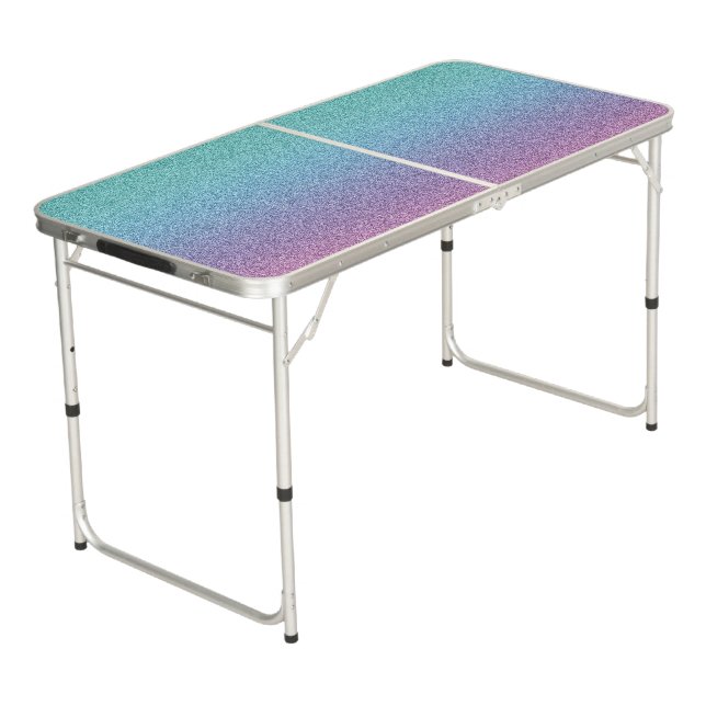 Colorful Ombre Glitter Beer Pong Table (Angled)