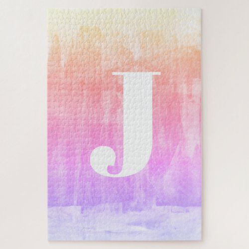 Colorful Ombre Gradient Monogram Jigsaw Puzzle