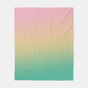 Colorful Ombre Gradient Teal Peach Pink Fleece Blanket
