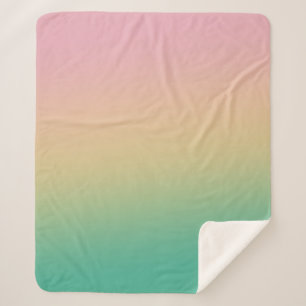 Colorful Ombre Gradient Teal Peach Pink Sherpa Blanket