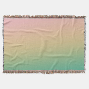 Colorful Ombre Gradient Teal Peach Pink Throw Blanket