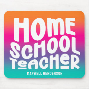 Colorful Ombre Homeschool Teacher Text Design Mouse Pad