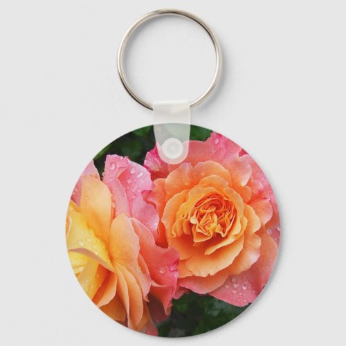 Colorful ombre roses photo keychain