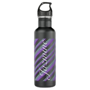 Colorful Ombré Script Name Stripes Stainless Steel Water Bottle
