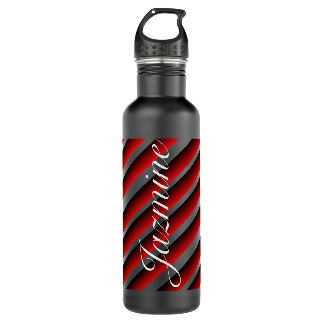Colorful Ombré Script Name Stripes Stainless Steel Water Bottle (Front)