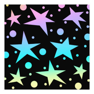 Colorful Ombre Stars and Polka Dots Collection Photo Print
