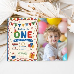 Colorful ONE 1st Birthday Party Invitation