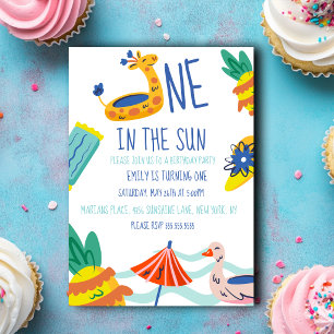 Colorful One in in the sun beach pool Invitation