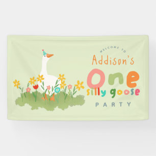 Colorful One Silly Goose 1st Birthday Welcome Banner