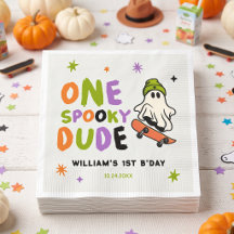 Colorful One Spooky Dude Birthday Napkins