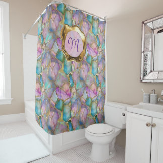 Colorful Opal and Liquid Gold Shower Curtain