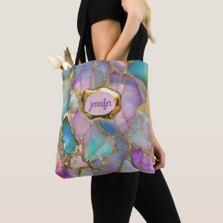 Colorful Opal and Liquid Gold Tote Bag