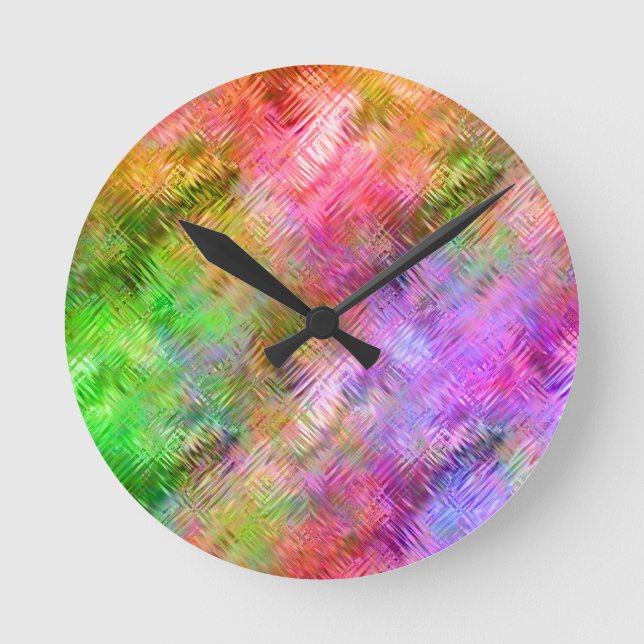 Colorful Opal Glassy Texture Round Clock (Front)