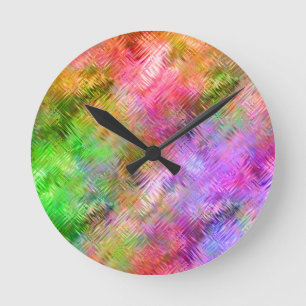 Colorful Opal Glassy Texture Round Clock
