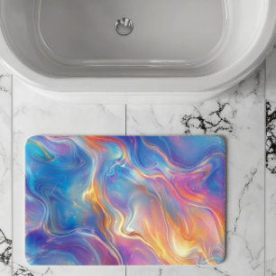 Colorful opal swirly flowing marble texture bath mat