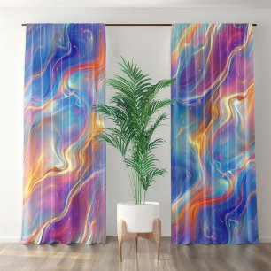 Colorful opal swirly flowing marble texture blackout curtains