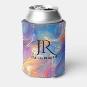 Colorful opal swirly flowing marble texture can cooler