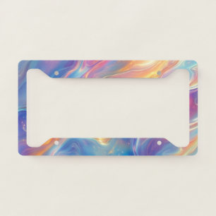 Colorful opal swirly flowing marble texture license plate frame