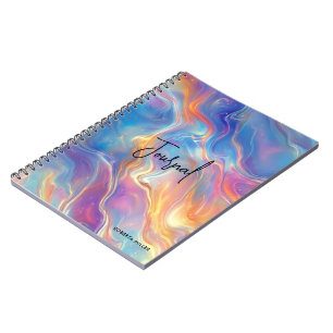 Colorful opal swirly flowing marble texture notebook