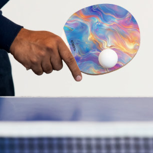 Colorful opal swirly flowing marble texture ping pong paddle
