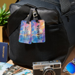 Colorful Opal swirly Marble texture Luggage Tag