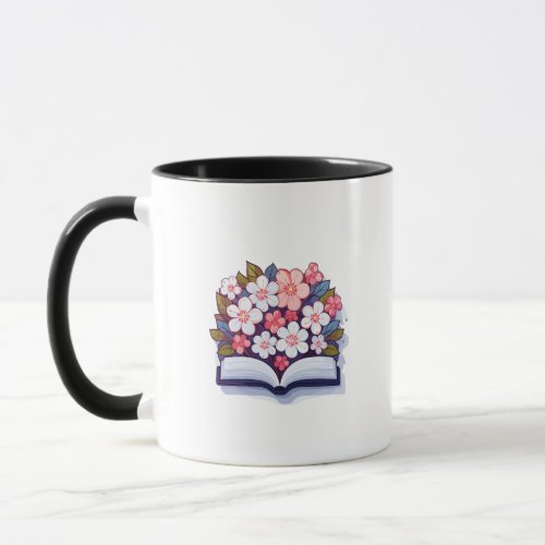 Colorful Open Book with Flowers Mug