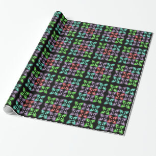 Colorful optical illusion geometric square pattern wrapping paper