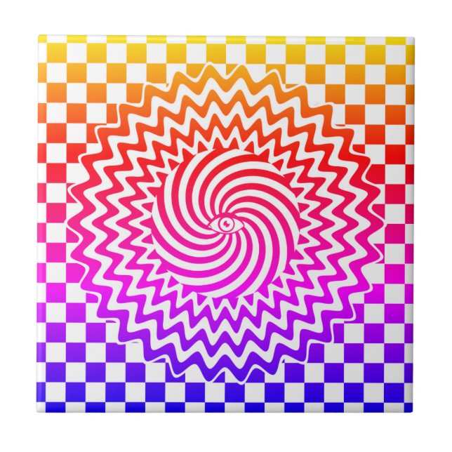 Colorful Optical Illusion psychedelic  Ceramic Tile (Front)