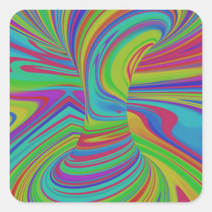 colorful Optical Illusion Square Sticker