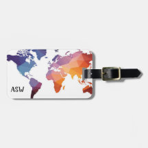 Colorful Oragami Map Travelers Luggage Tag
