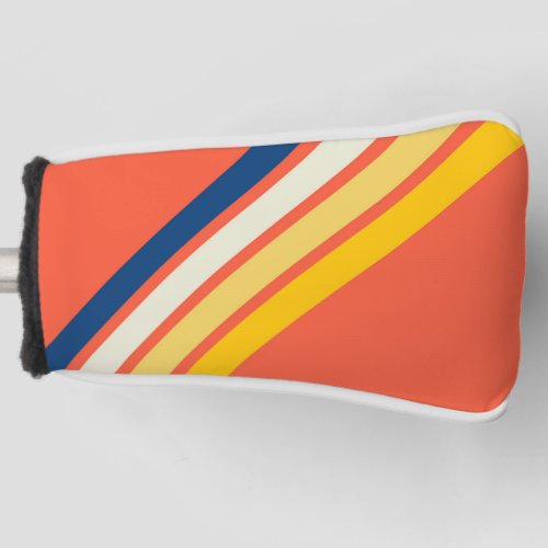 Colorful Orange 70s 80s Retro Striped Stripes Golf Head Cover