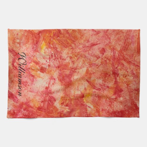 Colorful Orange Abstract Painting Customizable Kitchen Towel