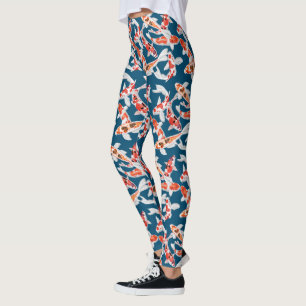 Colorful orange and black koi fish leggings